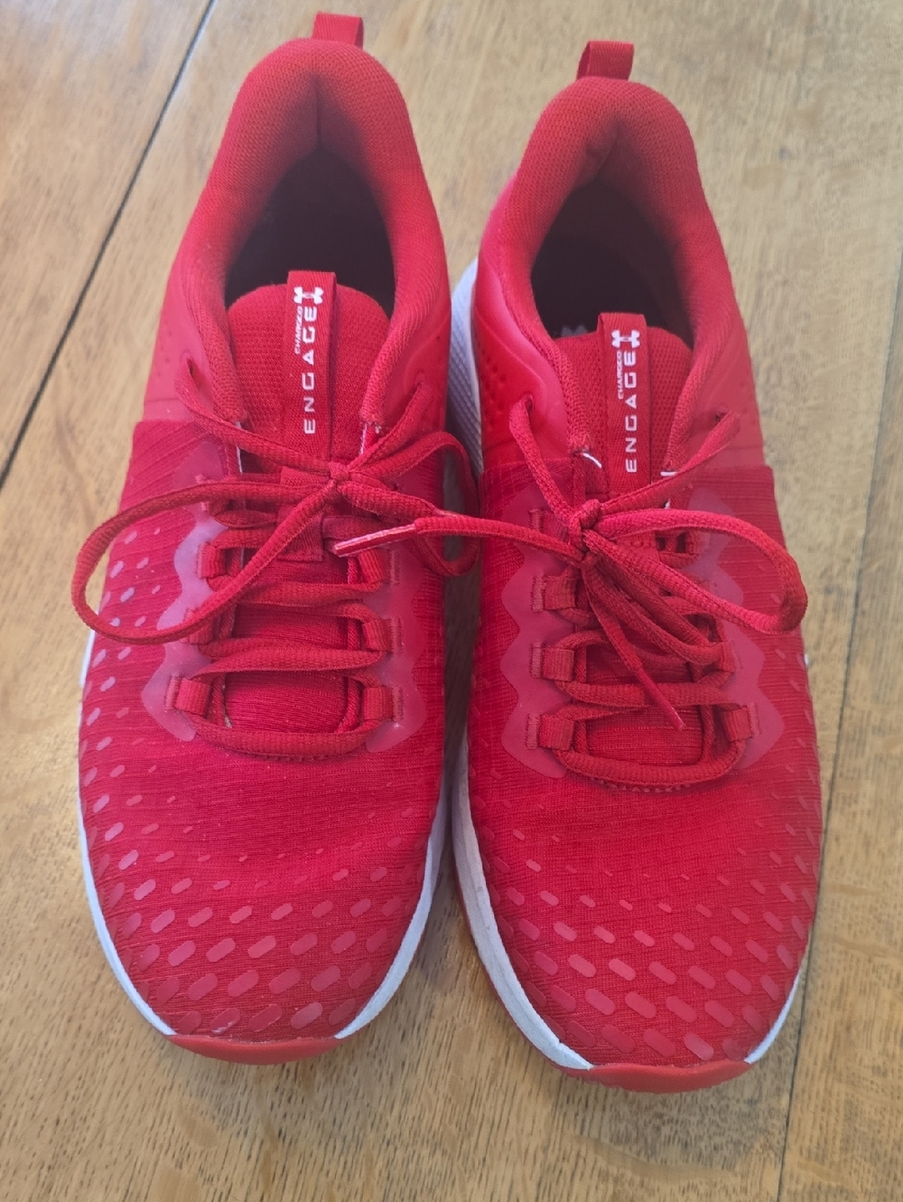 Under Armour Charged Engage Men's Athletic Shoes - Red/White Size 10